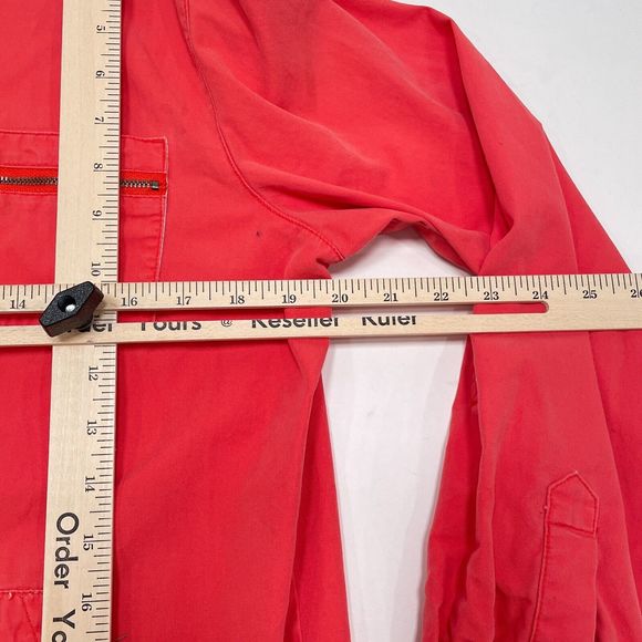 Chico's Jacket Size 1 /‎ Medium Red Snap Button Front Collared Pockets Utility - Picture 9 of 10